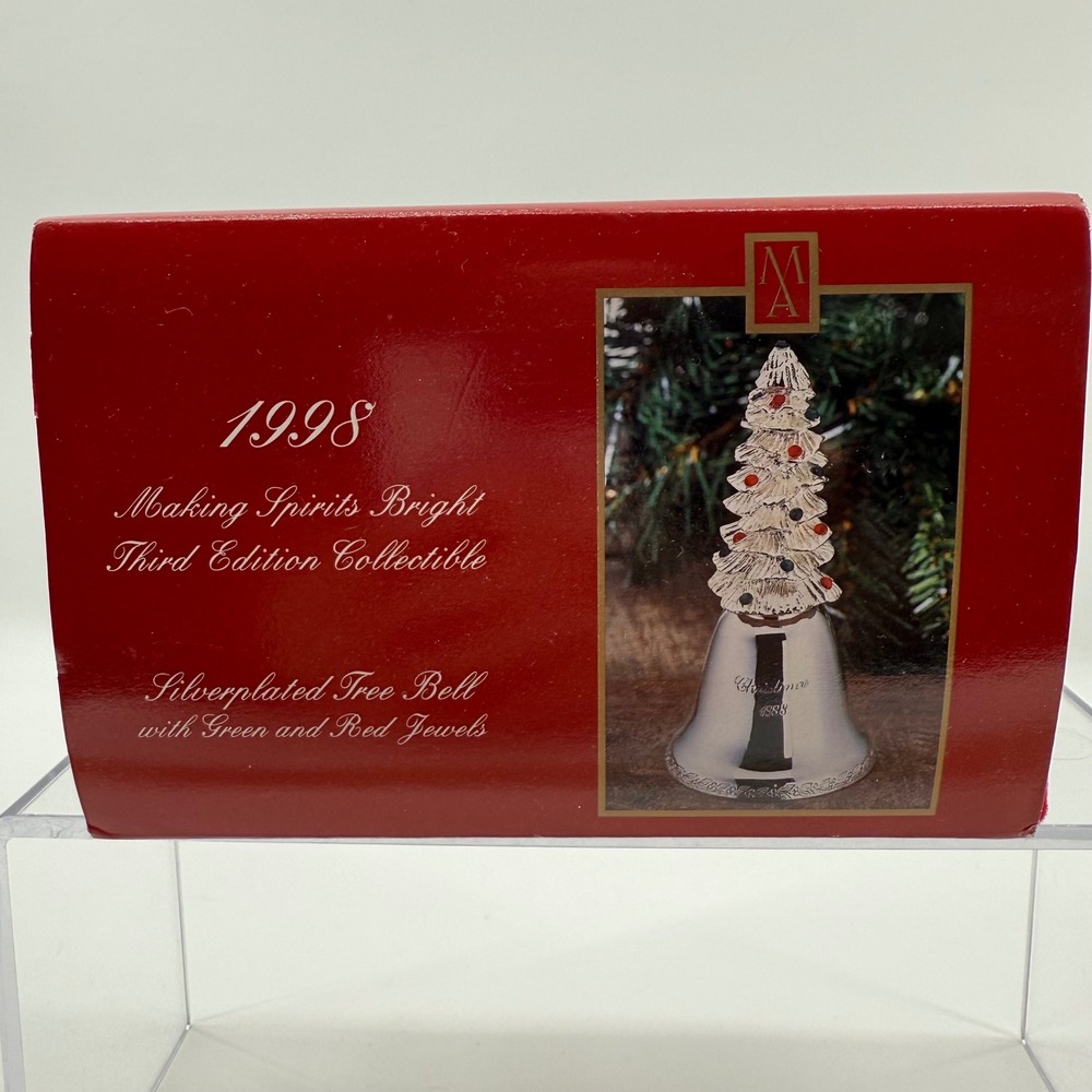 Vintage 90s 1998 MA Making Spirits Bright Silverplated Tree Bell Third Edition